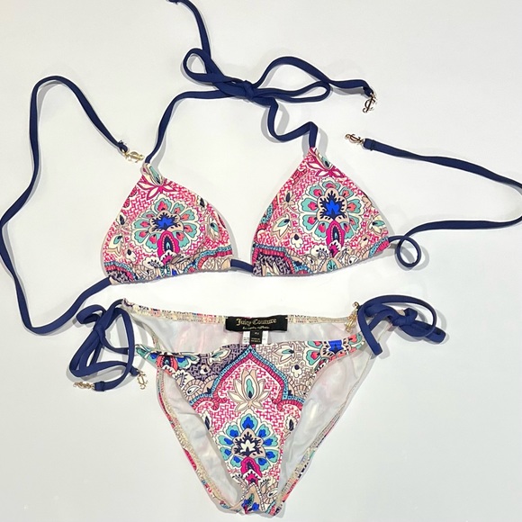 Other - Juicy Couture triangle string bikini, pink pattern, xs